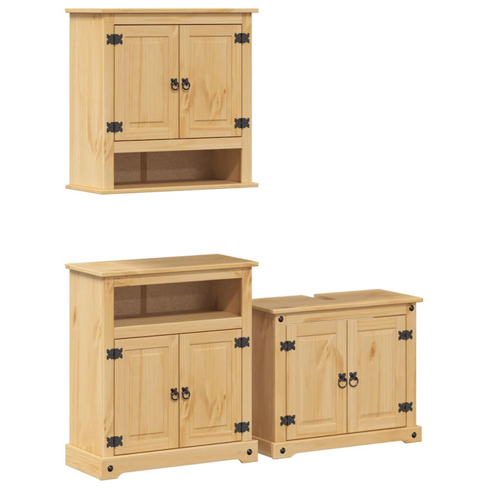 Set mobilier de baie „Corona”, 3 piese, lemn masiv de pin - WALTI WALTI