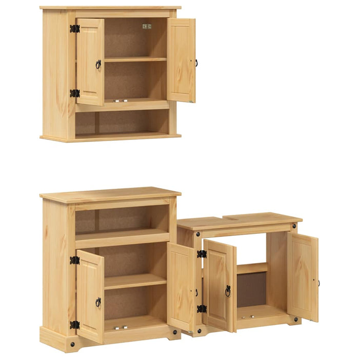 Set mobilier de baie „Corona”, 3 piese, lemn masiv de pin - WALTI WALTI