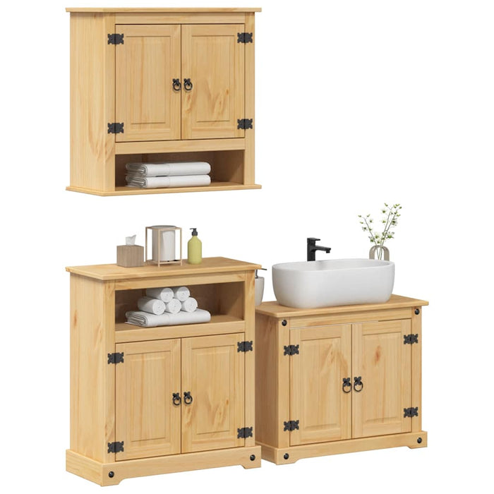 Set mobilier de baie „Corona”, 3 piese, lemn masiv de pin - WALTI WALTI