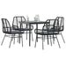 Set de sufragerie de grădină 5 piese neagră Sticlă Poly Rattan - WALTI WALTI