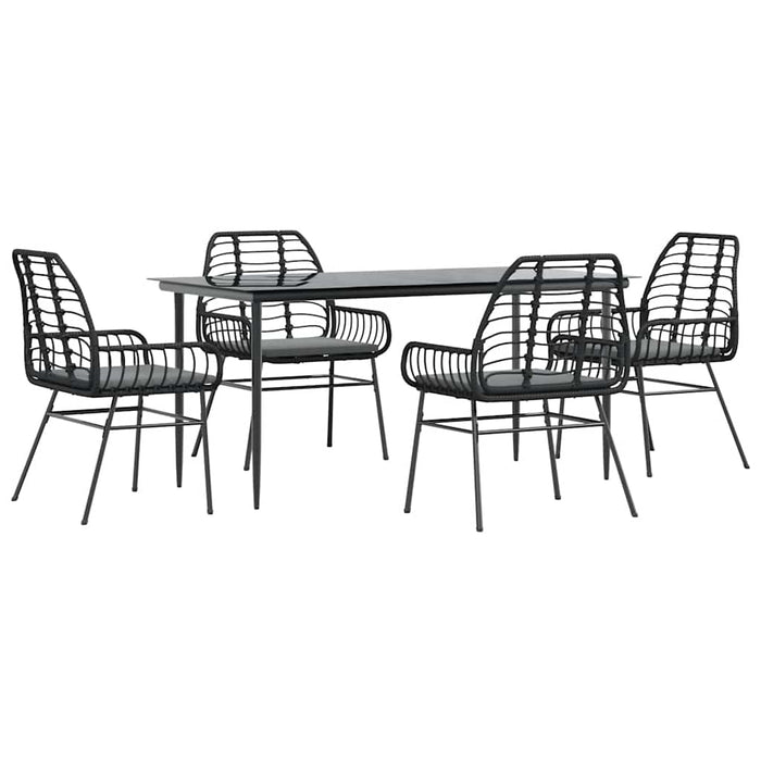 Set de sufragerie de grădină 5 piese neagră Sticlă Poly Rattan - WALTI WALTI