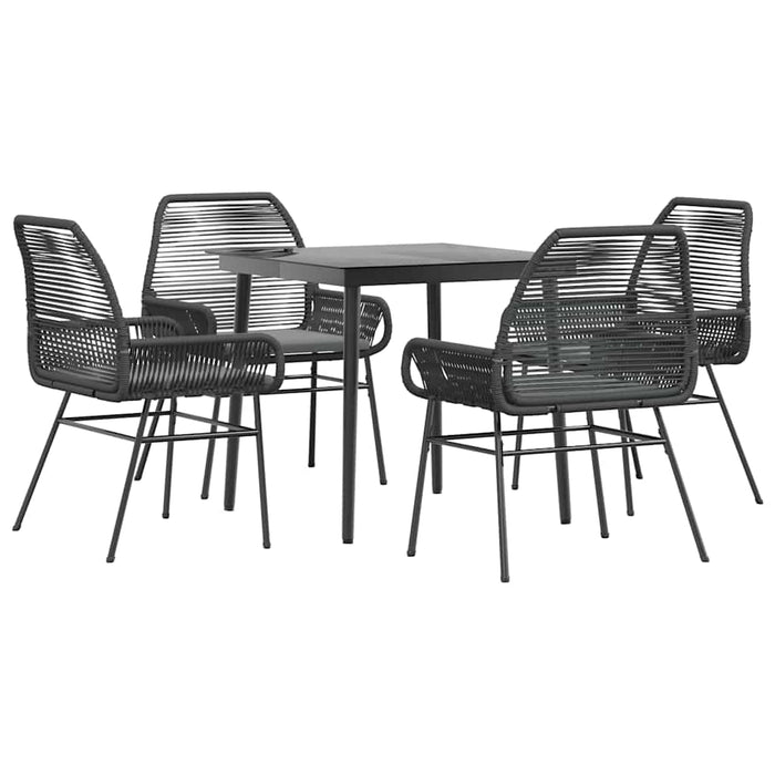 Set de sufragerie de grădină 5 piese neagră Sticlă Poly Rattan - WALTI WALTI