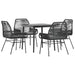 Set de sufragerie de grădină 5 piese neagră Sticlă Poly Rattan - WALTI WALTI