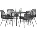 Set de sufragerie de grădină 5 piese neagră Sticlă Poly Rattan - WALTI WALTI