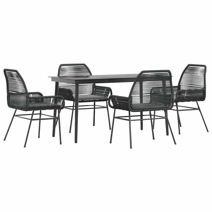 Set de sufragerie de grădină 5 piese neagră Sticlă Poly Rattan - WALTI WALTI