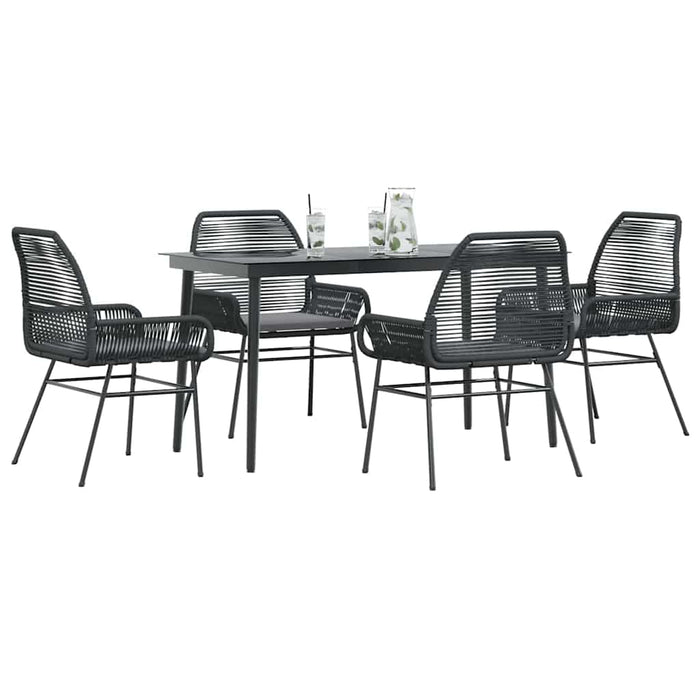 Set de sufragerie de grădină 5 piese neagră Sticlă Poly Rattan - WALTI WALTI