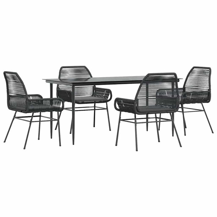 Set de sufragerie de grădină 5 piese neagră Sticlă Poly Rattan - WALTI WALTI
