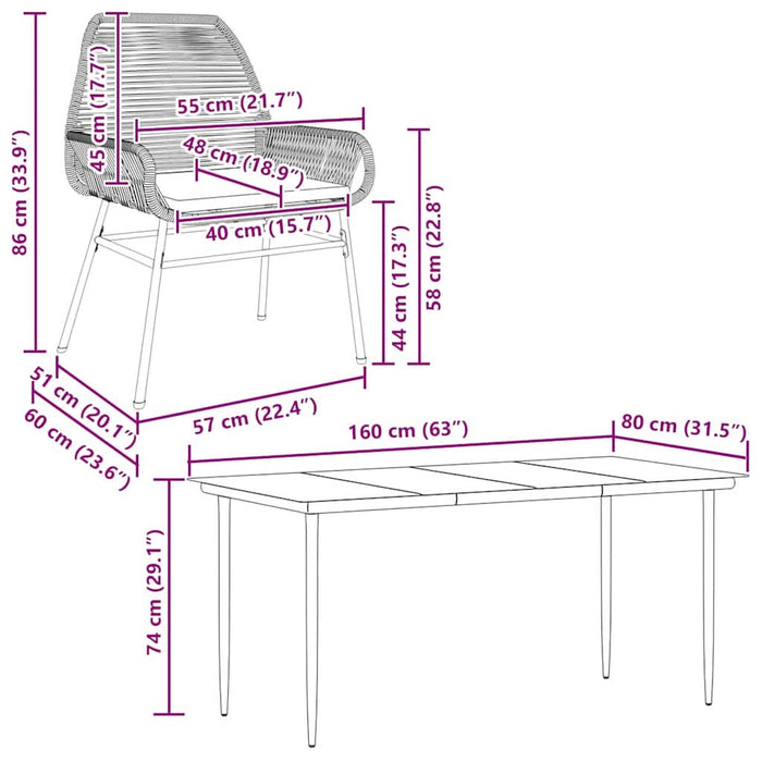 Set de sufragerie de grădină 5 piese neagră Sticlă Poly Rattan - WALTI WALTI