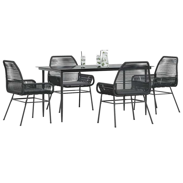 Set de sufragerie de grădină 5 piese neagră Sticlă Poly Rattan - WALTI WALTI