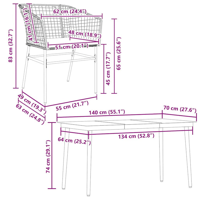 Set de sufragerie de grădină 5 piese neagră Sticlă Poly Rattan - WALTI WALTI