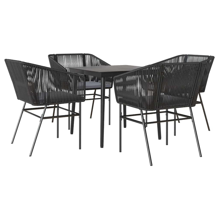 Set de sufragerie de grădină 5 piese neagră Sticlă Poly Rattan - WALTI WALTI