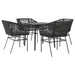 Set de sufragerie de grădină 5 piese neagră Sticlă Poly Rattan - WALTI WALTI