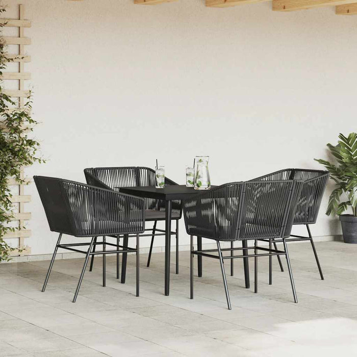 Set de sufragerie de grădină 5 piese neagră Sticlă Poly Rattan - WALTI WALTI