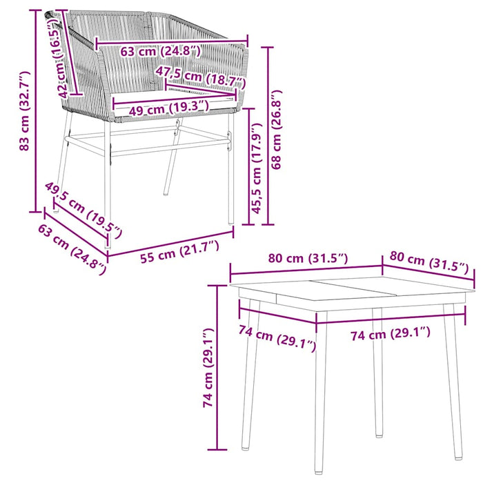 Set de sufragerie de grădină 5 piese neagră Sticlă Poly Rattan - WALTI WALTI