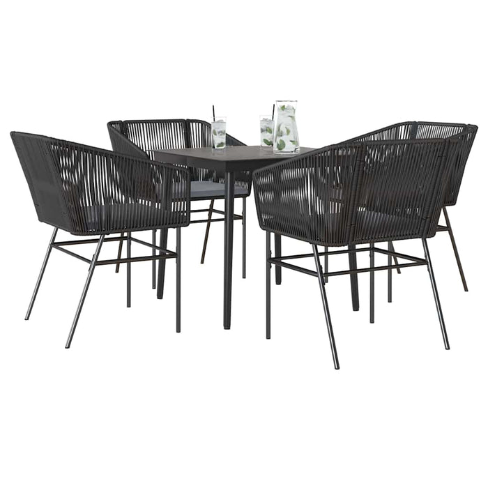 Set de sufragerie de grădină 5 piese neagră Sticlă Poly Rattan - WALTI WALTI