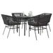 Set de sufragerie de grădină 5 piese neagră Sticlă Poly Rattan - WALTI WALTI