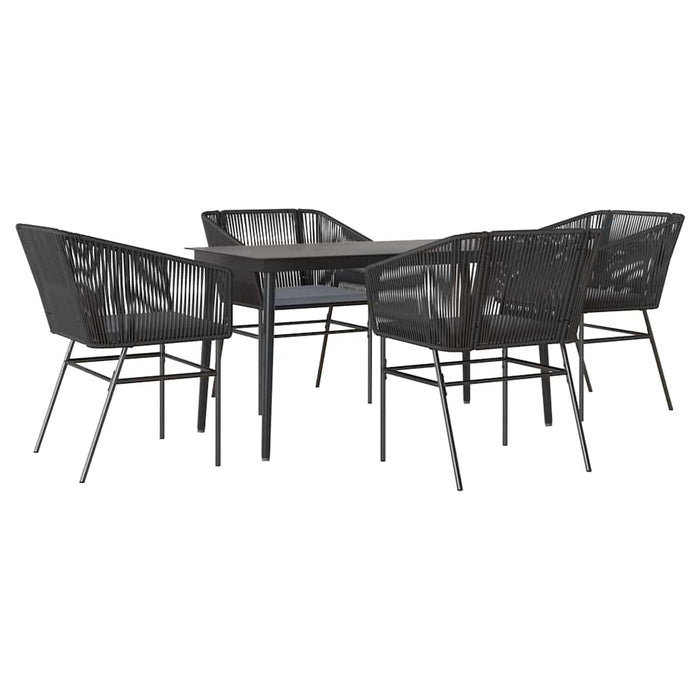 Set de sufragerie de grădină 5 piese neagră Sticlă Poly Rattan - WALTI WALTI