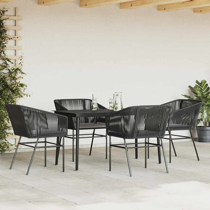 Set de sufragerie de grădină 5 piese neagră Sticlă Poly Rattan - WALTI WALTI