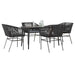 Set de sufragerie de grădină 5 piese neagră Sticlă Poly Rattan - WALTI WALTI