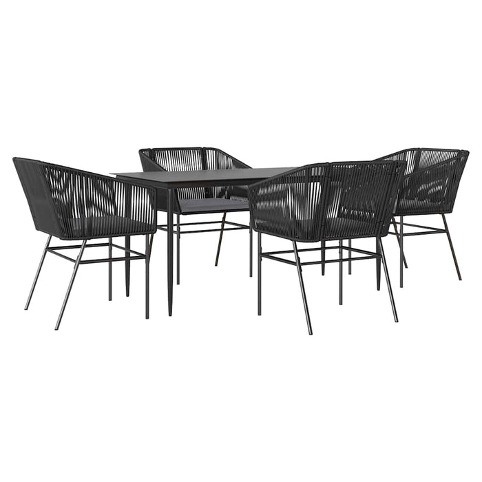 Set de sufragerie de grădină 5 piese neagră Sticlă Poly Rattan - WALTI WALTI