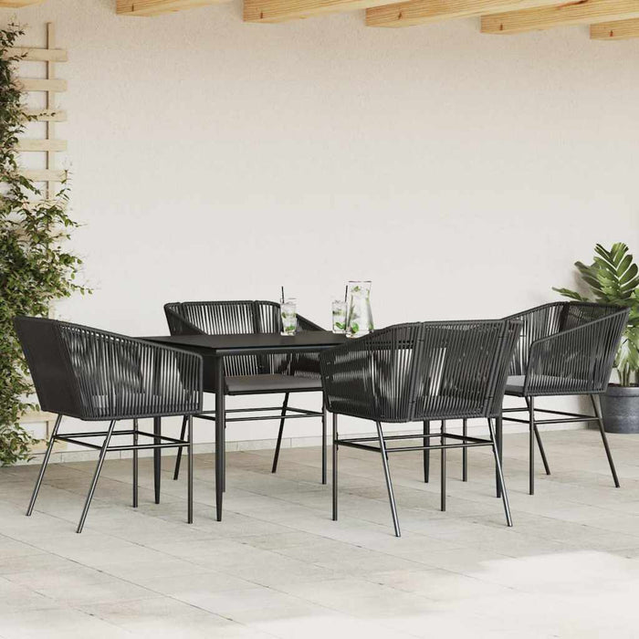 Set de sufragerie de grădină 5 piese neagră Sticlă Poly Rattan - WALTI WALTI