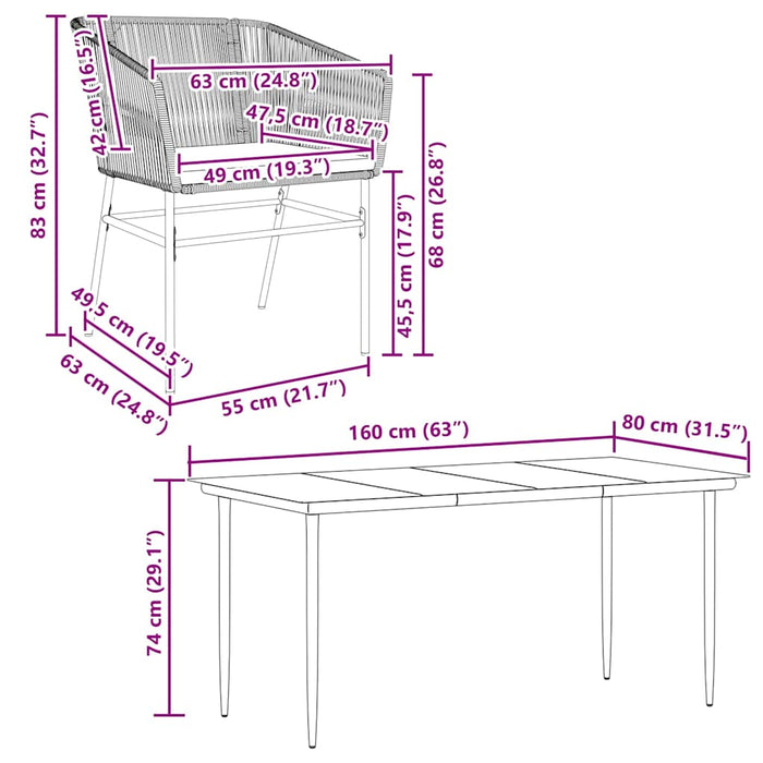 Set de sufragerie de grădină 5 piese neagră Sticlă Poly Rattan - WALTI WALTI
