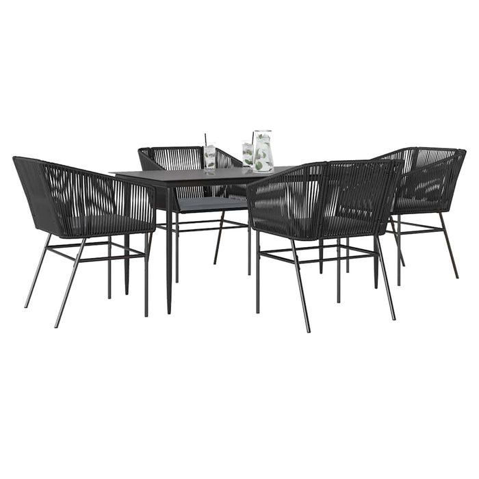 Set de sufragerie de grădină 5 piese neagră Sticlă Poly Rattan - WALTI WALTI