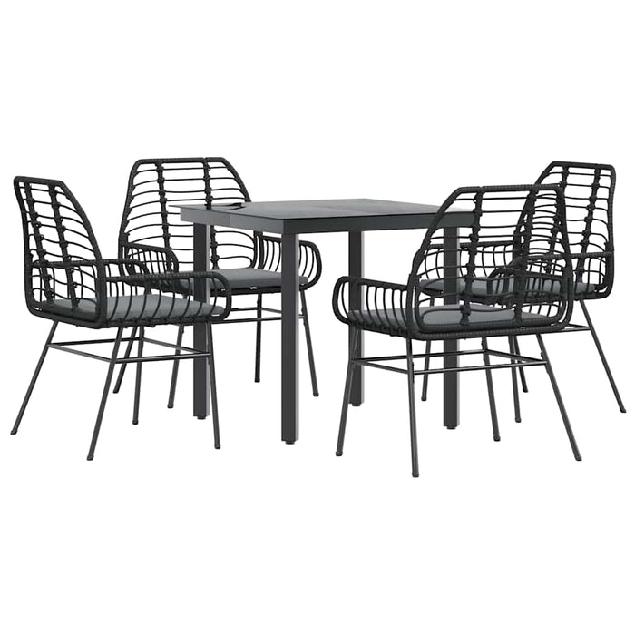 Set de sufragerie de grădină 5 piese neagră Sticlă Poly Rattan - WALTI WALTI