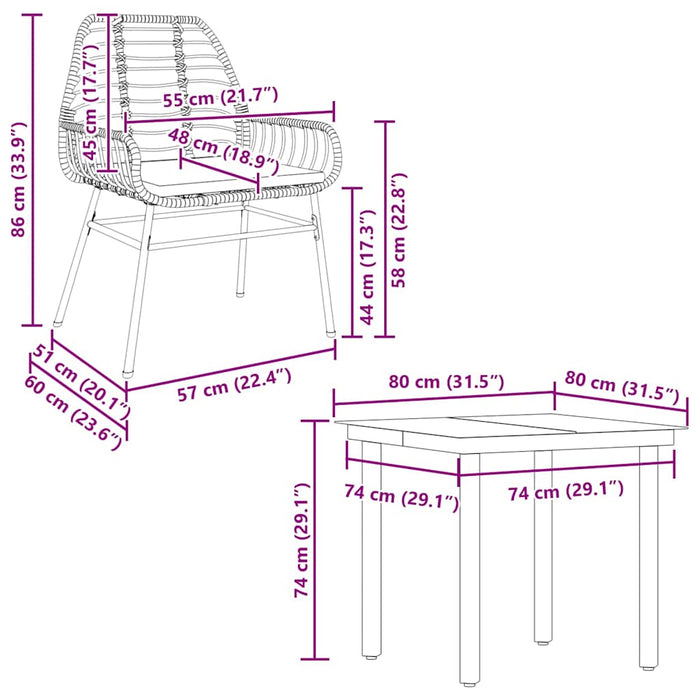 Set de sufragerie de grădină 5 piese neagră Sticlă Poly Rattan - WALTI WALTI