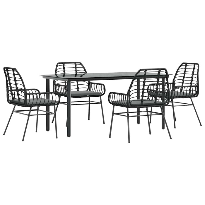 Set de sufragerie de grădină 5 piese neagră Sticlă Poly Rattan - WALTI WALTI