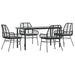Set de sufragerie de grădină 5 piese neagră Sticlă Poly Rattan - WALTI WALTI