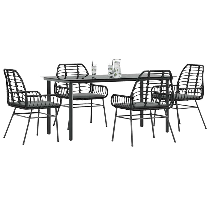 Set de sufragerie de grădină 5 piese neagră Sticlă Poly Rattan - WALTI WALTI