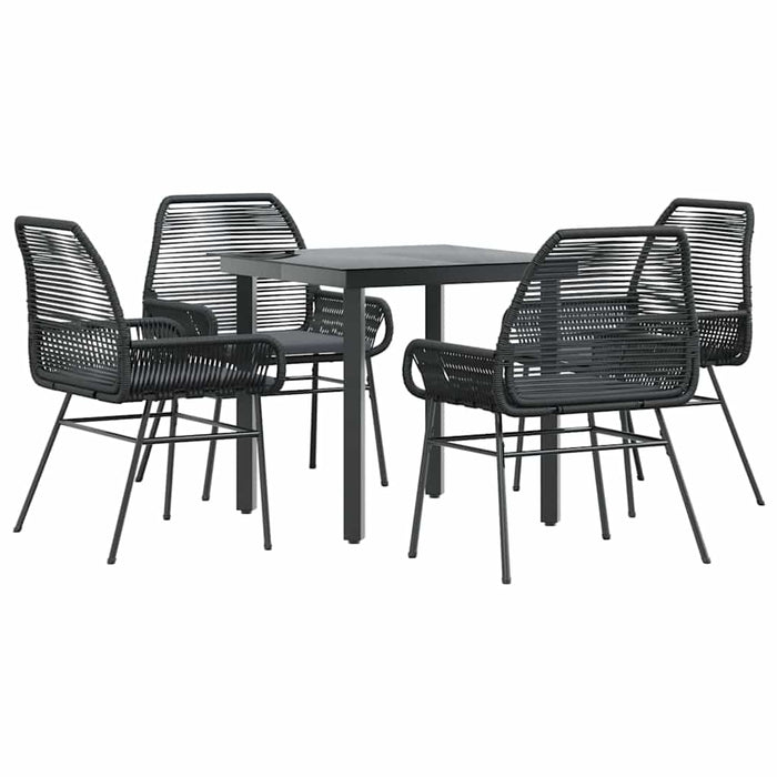 Set de sufragerie de grădină 5 piese neagră Sticlă Poly Rattan - WALTI WALTI