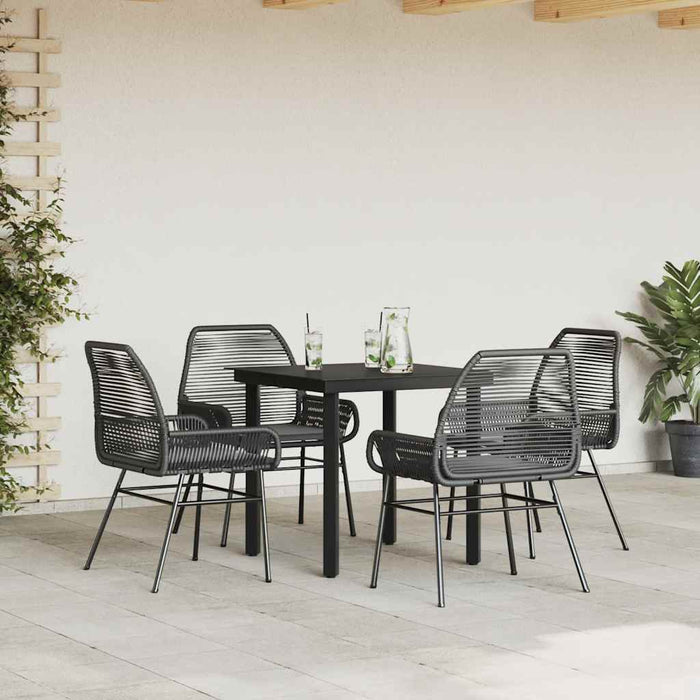 Set de sufragerie de grădină 5 piese neagră Sticlă Poly Rattan - WALTI WALTI
