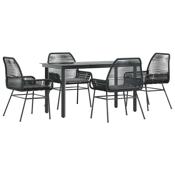 Set de sufragerie de grădină 5 piese neagră Sticlă Poly Rattan - WALTI WALTI