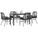Set de sufragerie de grădină 5 piese neagră Sticlă Poly Rattan - WALTI WALTI