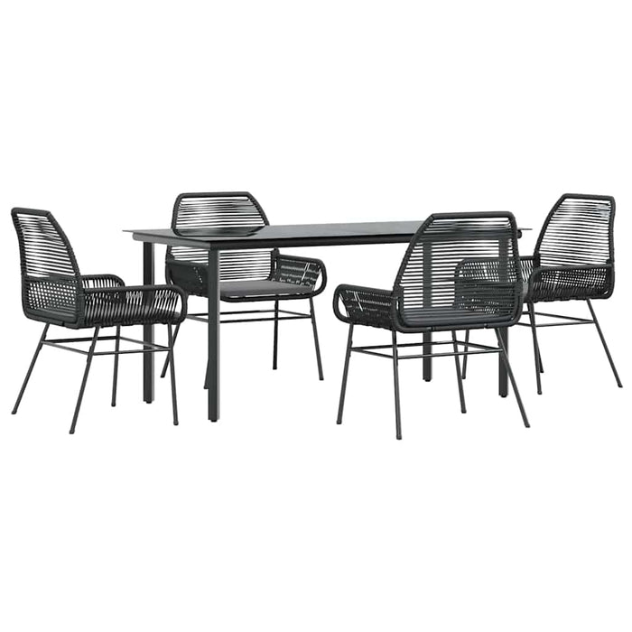 Set de sufragerie de grădină 5 piese neagră Sticlă Poly Rattan - WALTI WALTI