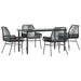 Set de sufragerie de grădină 5 piese neagră Sticlă Poly Rattan - WALTI WALTI