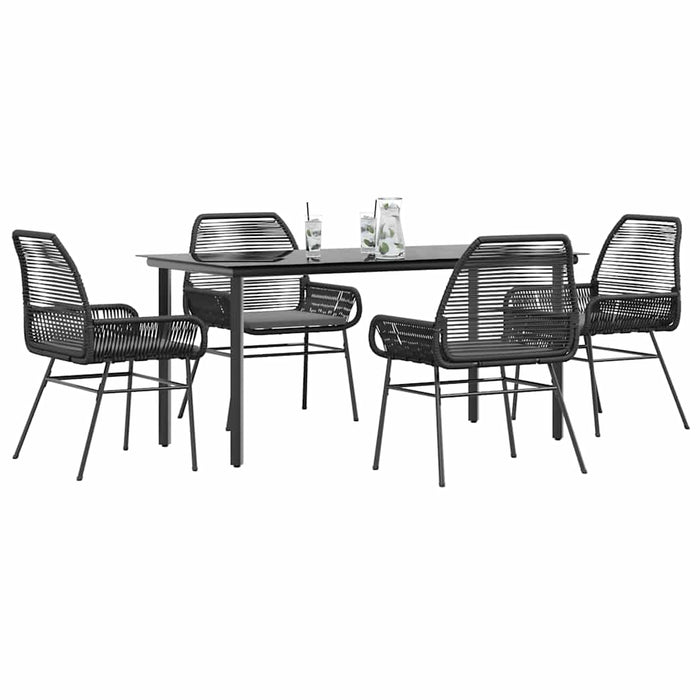 Set de sufragerie de grădină 5 piese neagră Sticlă Poly Rattan - WALTI WALTI