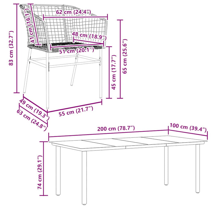 Set de sufragerie de grădină 7 piese sticlă neagră polirattan - WALTI WALTI