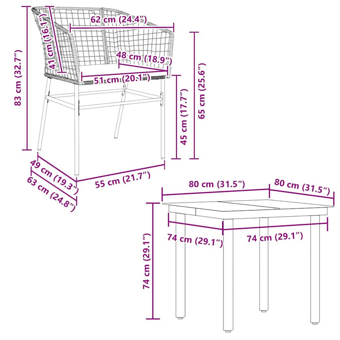 Set de sufragerie de grădină 5 piese neagră Sticlă Poly Rattan - WALTI WALTI