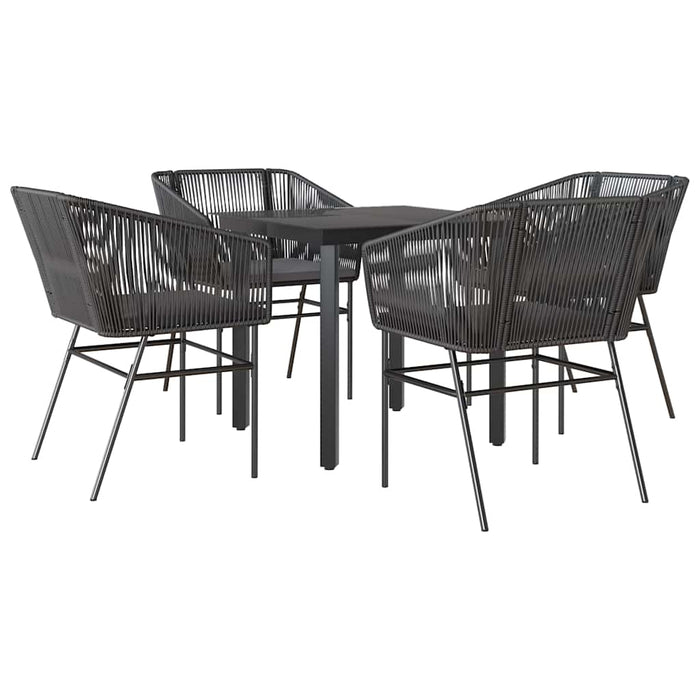 Set de sufragerie de grădină 5 piese neagră Sticlă Poly Rattan - WALTI WALTI