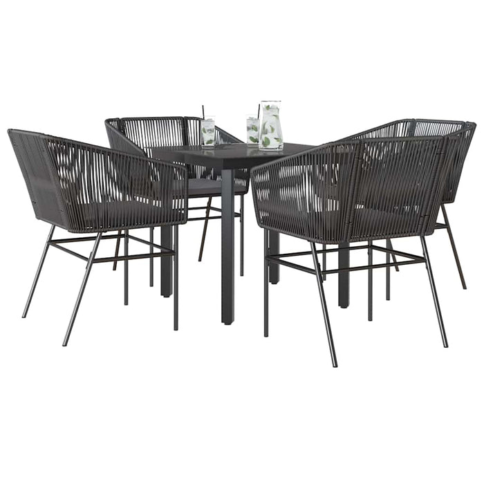 Set de sufragerie de grădină 5 piese neagră Sticlă Poly Rattan - WALTI WALTI