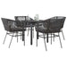 Set de sufragerie de grădină 5 piese neagră Sticlă Poly Rattan - WALTI WALTI