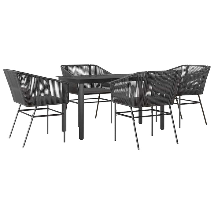 Set de sufragerie de grădină 5 piese neagră Sticlă Poly Rattan - WALTI WALTI