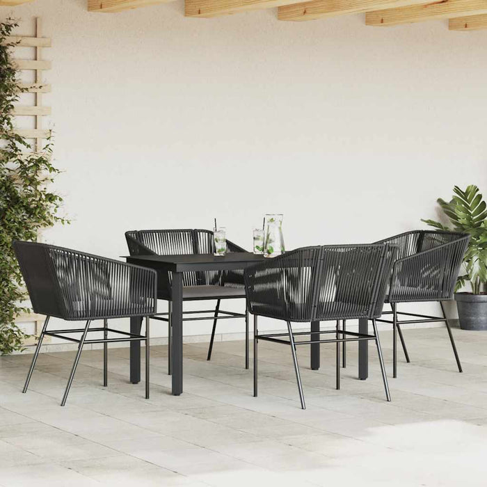 Set de sufragerie de grădină 5 piese neagră Sticlă Poly Rattan - WALTI WALTI