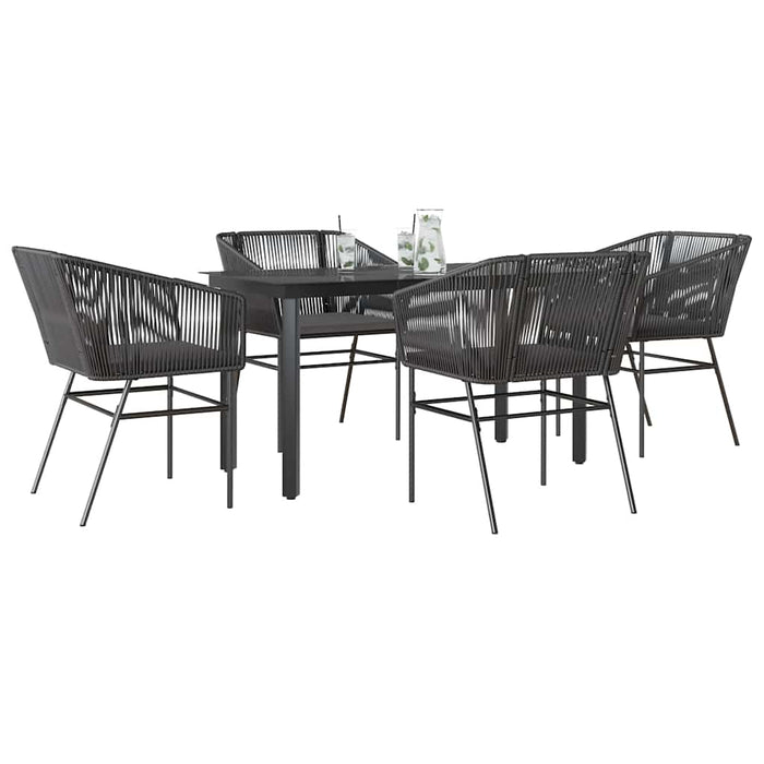 Set de sufragerie de grădină 5 piese neagră Sticlă Poly Rattan - WALTI WALTI