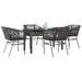 Set de sufragerie de grădină 5 piese neagră Sticlă Poly Rattan - WALTI WALTI