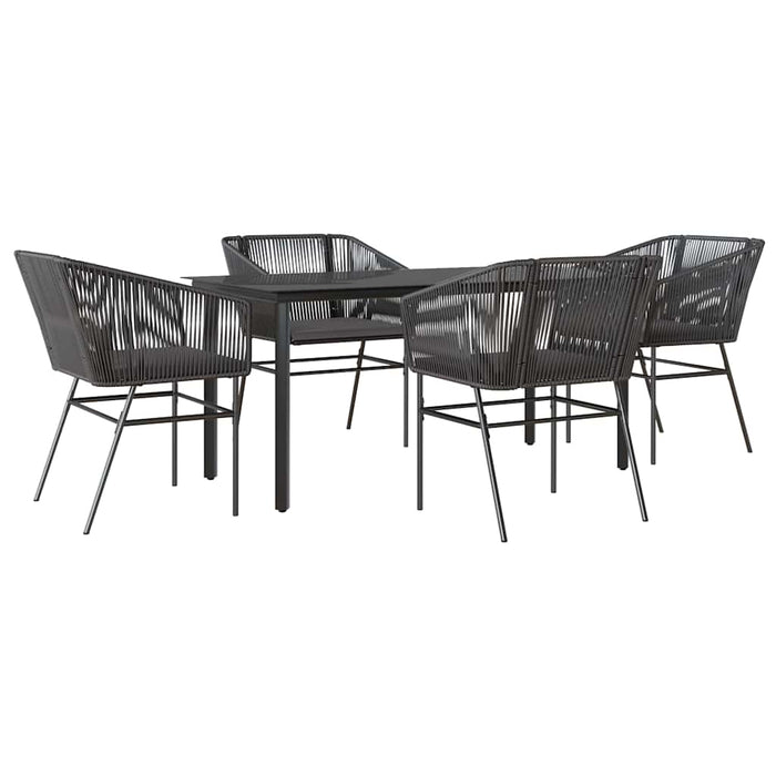 Set de sufragerie de grădină 5 piese neagră Sticlă Poly Rattan - WALTI WALTI