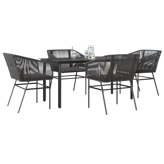 Set de sufragerie de grădină 5 piese neagră Sticlă Poly Rattan - WALTI WALTI